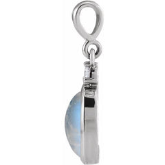 Platinum 6x4 mm Natural Rainbow Moonstone & .015 CT Natural Diamond Pendant