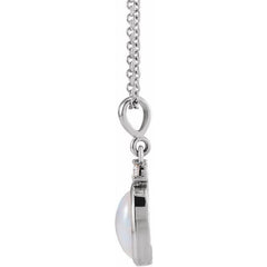 Platinum 8x6 mm Natural Ethiopian Opal & .03 CT Natural Diamond 16-18" Necklace