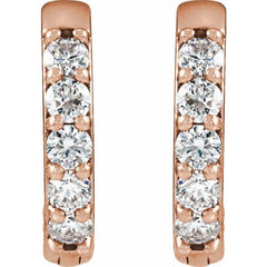 14K Rose Gold .08 CTW Natural Diamond Hinged 10 mm Hoop Earrings