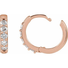 14K Rose Gold .08 CTW Natural Diamond Hinged 10 mm Hoop Earrings