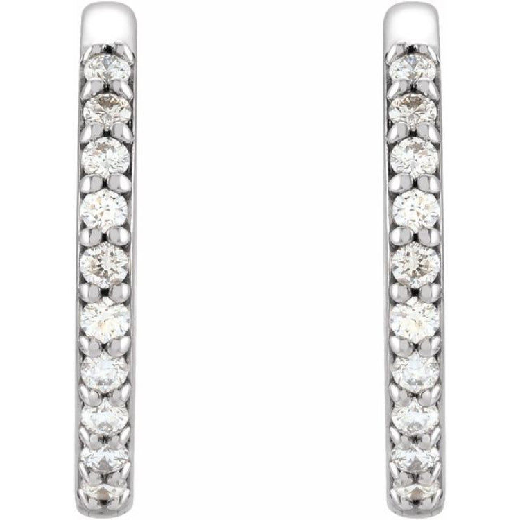 14K White Gold 1/6 CTW Natural Diamond Hinged 15 mm Hoop Earrings