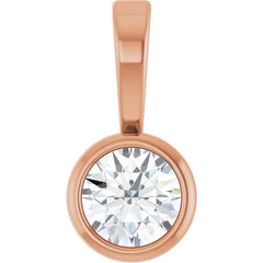 14K Rose Gold .06 CT Natural Diamond Bezel-Set Solitaire Pendant