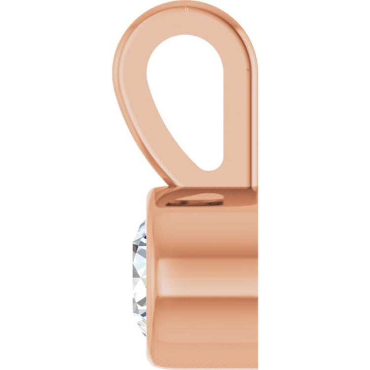 14K Rose Gold .06 CT Natural Diamond Bezel-Set Solitaire Pendant