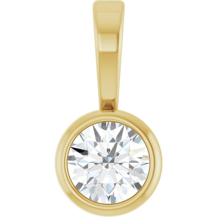 14K Yellow Gold .06 CT Natural Diamond Bezel-Set Solitaire Pendant