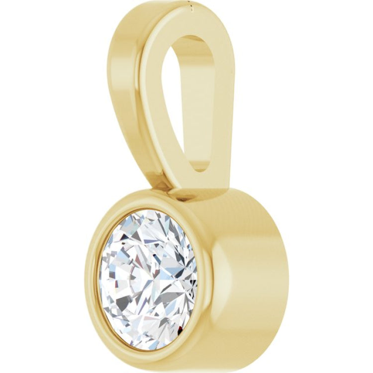 14K Yellow Gold .06 CT Natural Diamond Bezel-Set Solitaire Pendant