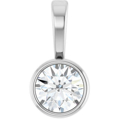14K White Gold 1/10 CT Natural Diamond Bezel-Set Solitaire Pendant