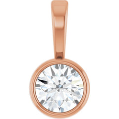 14K Rose Gold 1/10 CT Natural Diamond Bezel-Set Solitaire Pendant