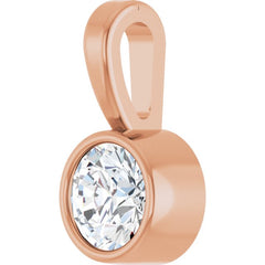 14K Rose Gold 1/10 CT Natural Diamond Bezel-Set Solitaire Pendant