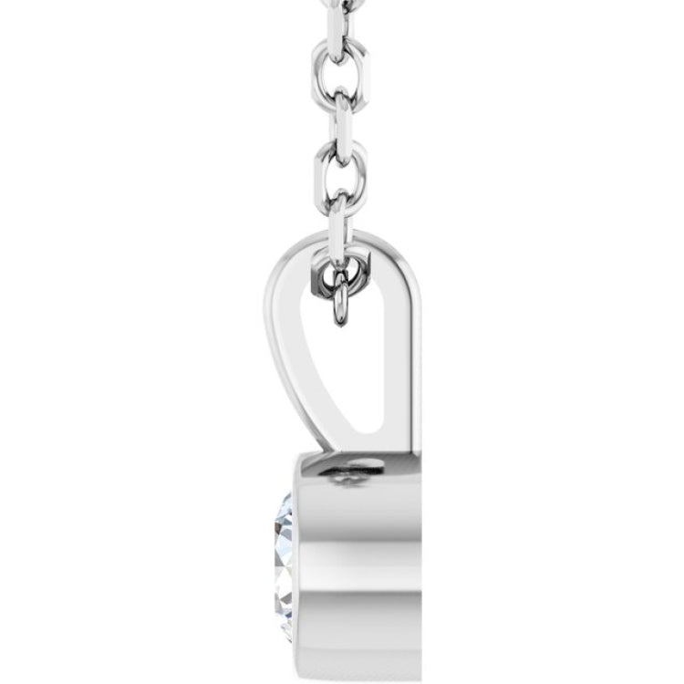 Sterling Silver 1/10 CT Natural Diamond Bezel-Set Solitaire 16-18" Necklace