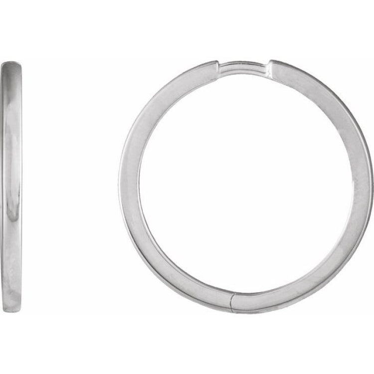 14K White Gold Hinged 20 mm Hoop Earrings