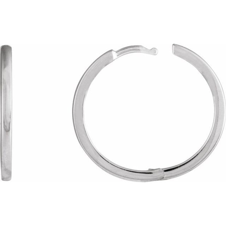 14K White Gold Hinged 20 mm Hoop Earrings