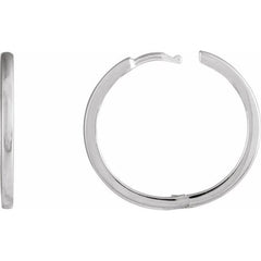 14K White Gold Hinged 20 mm Hoop Earrings