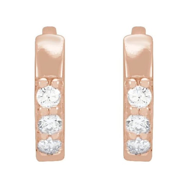14K Rose Gold .05 CTW Natural Diamond Hinged 8 mm Hoop Earrings