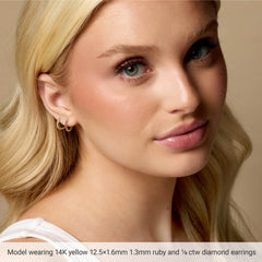 14K Yellow Gold .05 CTW Natural Diamond Hinged 8 mm Hoop Earrings