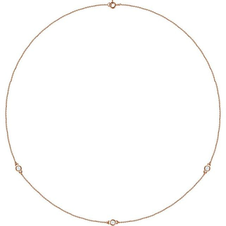 14K Rose Gold 1/4 CTW Lab-Grown Diamond 3-Station 18" Necklace