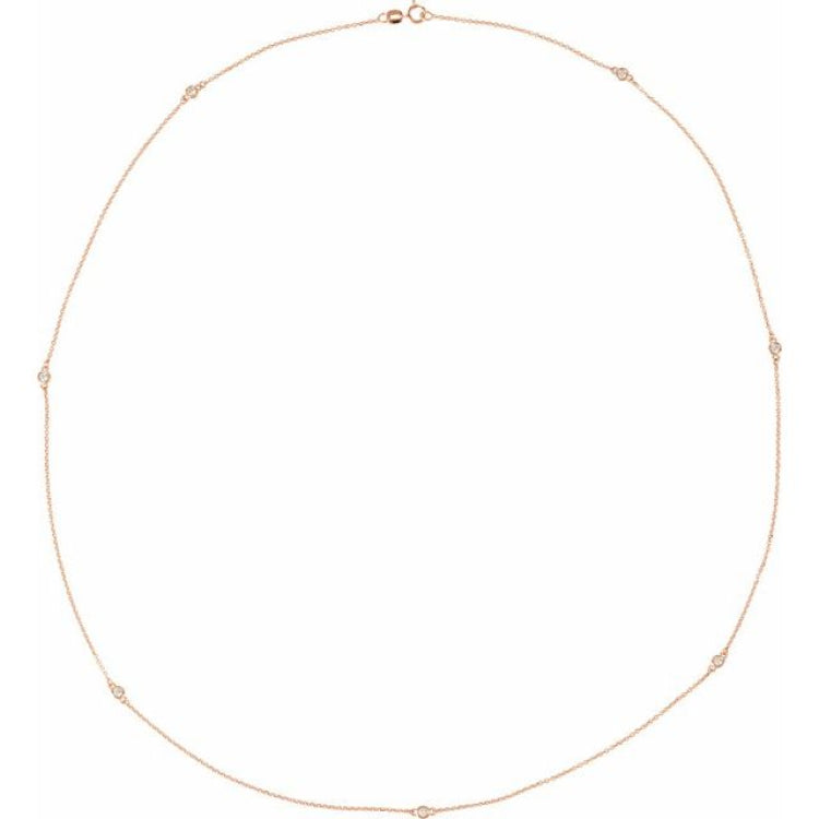 14K Rose Gold 1/3 CTW Lab-Grown Diamond 7-Station 24" Necklace