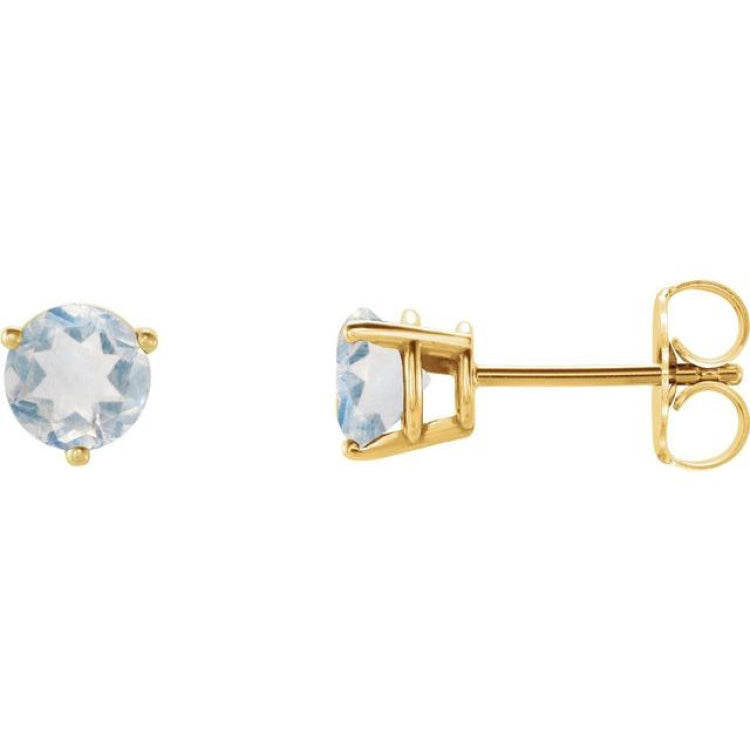 14K Yellow Gold Natural Blue Sheen Moonstone Earrings