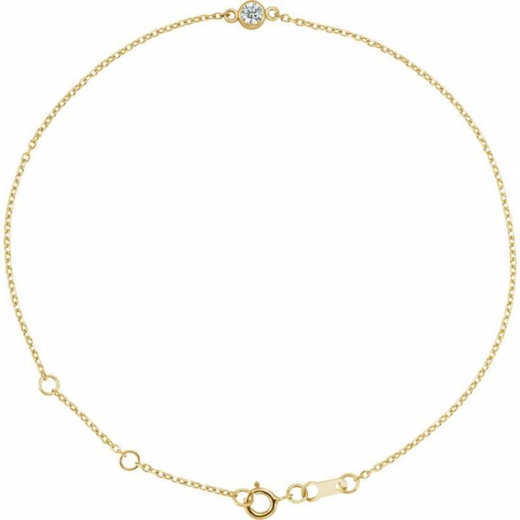 14K Yellow Gold 1/10 CT Natural Diamond 6 1/2-7 1/2" Bracelet