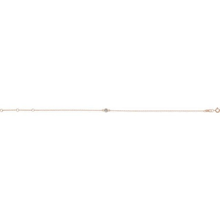 14K Rose Gold Natural White Sapphire Bezel-Set Solitaire 6 1/2-7 1/2" Bracelet