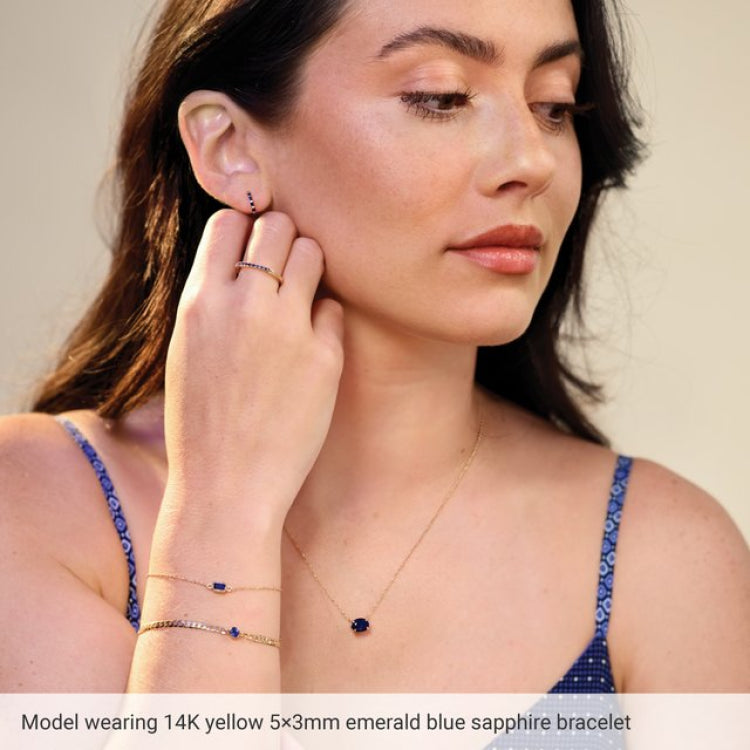 Sterling Silver Natural Blue Sapphire Bezel-Set Solitaire 6 1/2-7 1/2" Bracelet