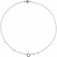 Platinum Natural Blue Zircon Bezel-Set Solitaire 6 1/2-7 1/2" Bracelet