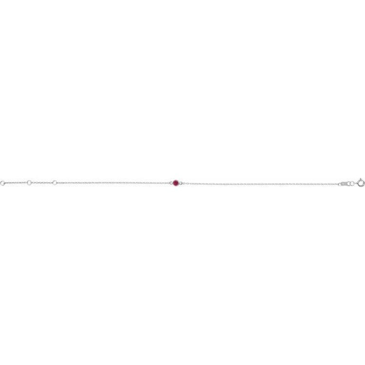Sterling Silver Lab-Grown Ruby Bezel-Set Solitaire 6 1/2-7 1/2" Bracelet