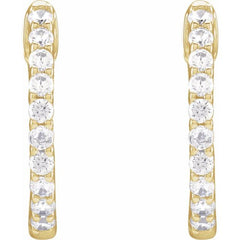 14K Yellow Gold 1/2 CTW Lab-Grown Diamond Inside-Outside Hinged 14.5 mm Hoop Earrings