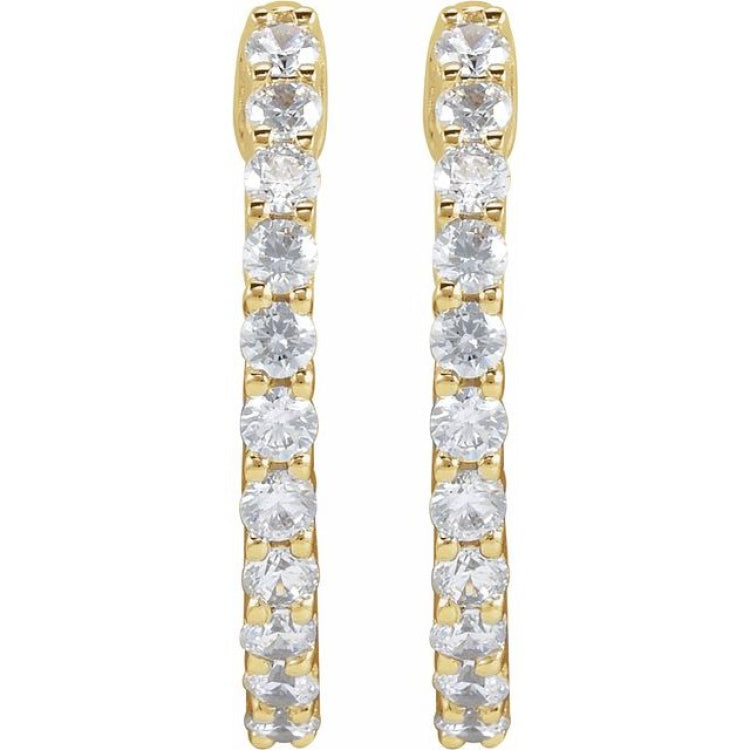 14K Yellow Gold 3/4 CTW Lab-Grown Diamond Inside-Outside Hinged 17.2 mm Hoop Earrings