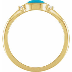 14K Yellow Gold Natural Turquoise & .03 CTW Natural Diamond Ring