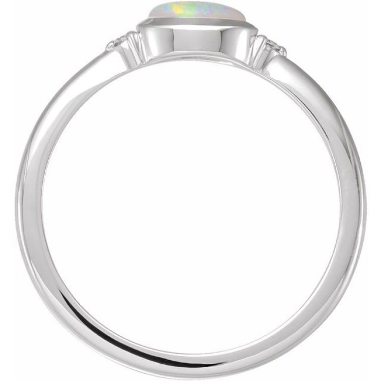 Platinum Natural Ethiopian Opal & .03 CTW Natural Diamond Ring