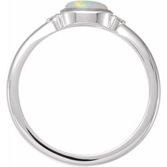 Platinum Natural Ethiopian Opal & .03 CTW Natural Diamond Ring