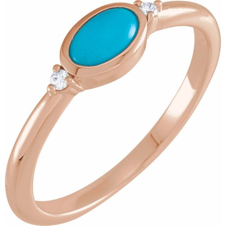 14K Rose Gold Natural Turquoise & .03 CTW Natural Diamond Ring