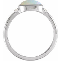 14K White Gold Natural Ethiopian Opal & .03 CTW Natural Diamond Ring