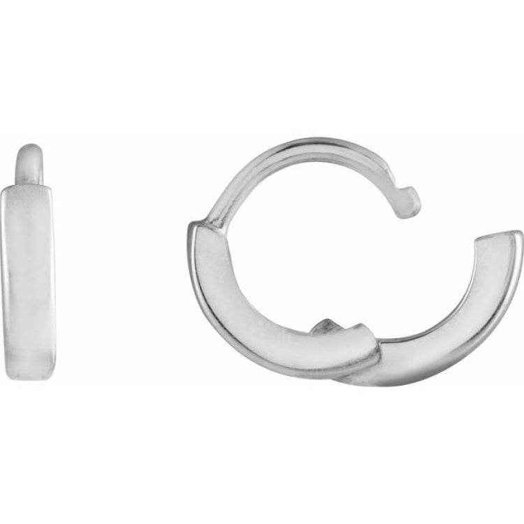 14K White Gold Hinged 8 mm Hoop Earrings