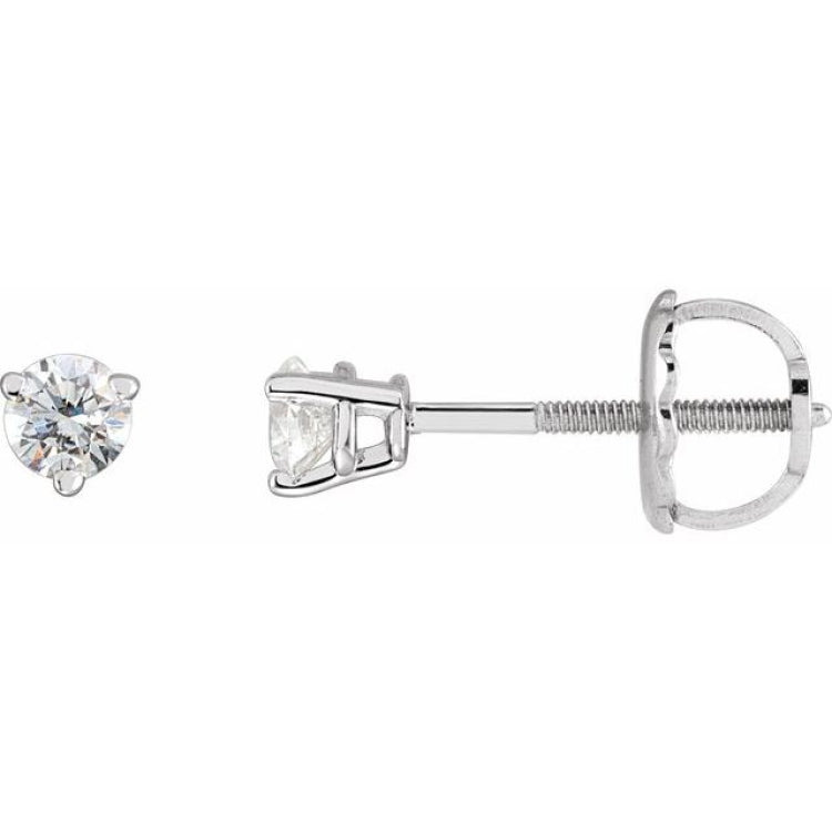 Sterling Silver 1/8 CTW Natural Diamond  Earrings