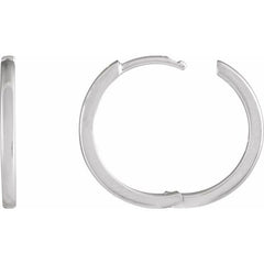 14K White Gold Hinged 18 mm Hoop Earrings
