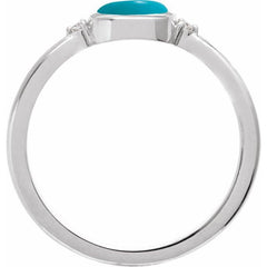 Platinum Natural Turquoise & .03 CTW Natural Diamond Ring