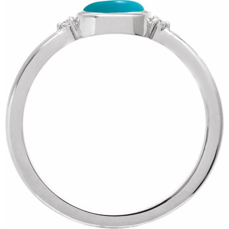 Sterling Silver Natural Turquoise & .03 CTW Natural Diamond Ring