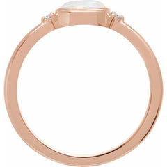 14K Rose Gold Natural White Opal & .03 CTW Natural Diamond Ring