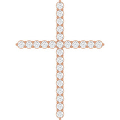 14K Rose Gold 1 CTW Natural Diamond Cross Pendant