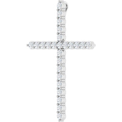 Sterling Silver 1 CTW Natural Diamond Cross Pendant