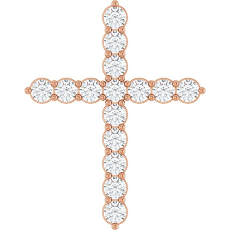 14K Rose Gold 3/4 CTW Natural Diamond Cross Pendant