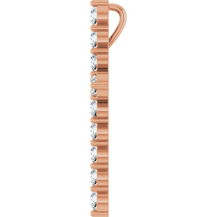 14K Rose Gold 3/4 CTW Natural Diamond Cross Pendant