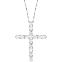 Sterling Silver 3/4 CTW Natural Diamond Cross 16-18" Necklace