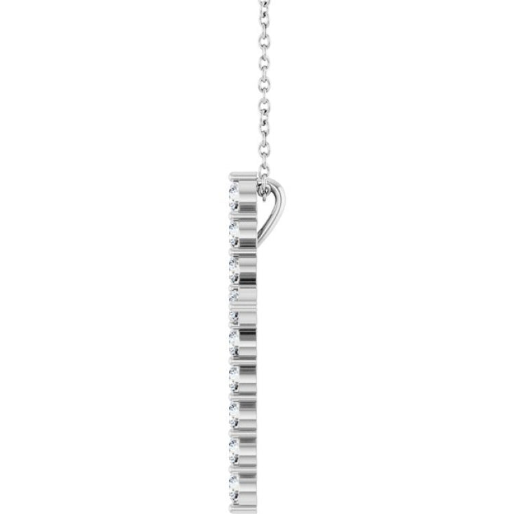 Sterling Silver 3/4 CTW Natural Diamond Cross 16-18" Necklace