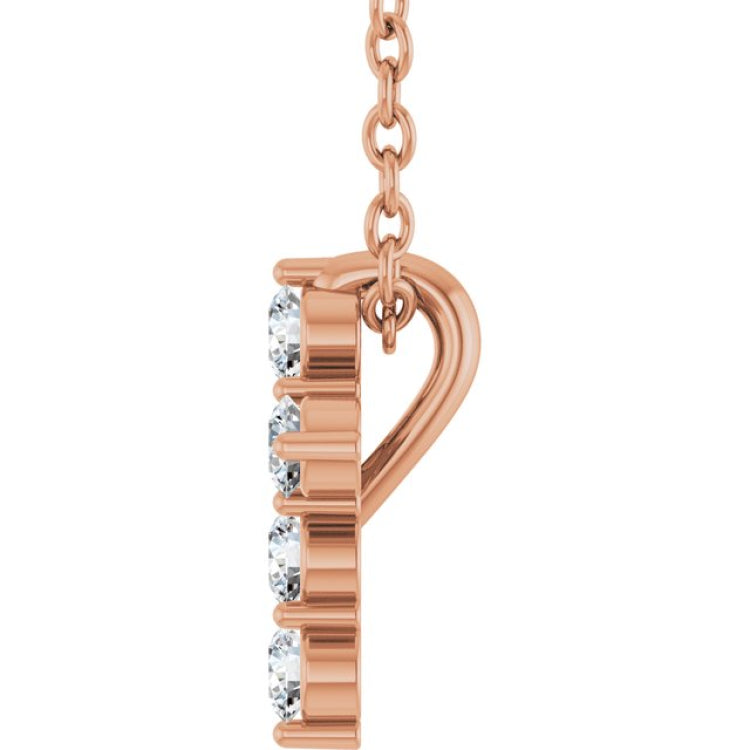 14K Rose Gold 1/6 CTW Lab-Grown Diamond Cross 16-18" Necklace