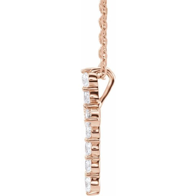 14K Rose Gold 1/4 CTW Lab-Grown Diamond Cross 16-18" Necklace