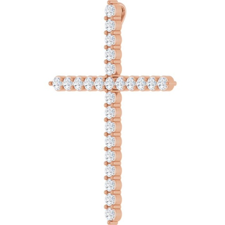 14K Rose Gold 1 CTW Lab-Grown Diamond Cross Pendant