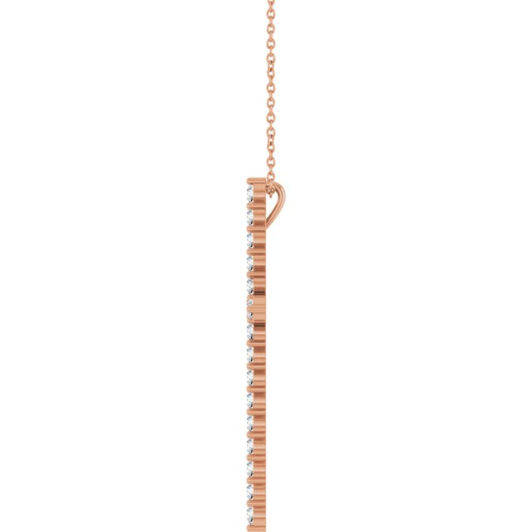 14K Rose Gold 1 CTW Lab-Grown Diamond Cross 16-18" Necklace