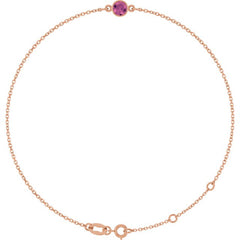 14K Rose Gold Natural Pink Tourmaline 6 1/2-7 1/2" Bracelet
